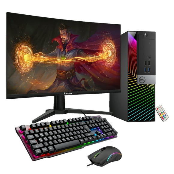 Dell OptiPlex Computer with 27 Inch Gaming Monitor i7 6700 3.4 GHz NVIDIA GT 1030 2GB 16GB RAM 512GB SSD Win 10 Pro WIFI, HAJAAN Keyboard & Mouse - Refurbished