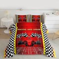thumbnail image 2 of Manfei Boys Racing Car King Size Comforter Sets,Extreme Sports Bedding Comforter Set,White Black Plaid Bedding Set For Kids Teens,Super Cozy Room Decor Reversible,3pcs, 2 of 8
