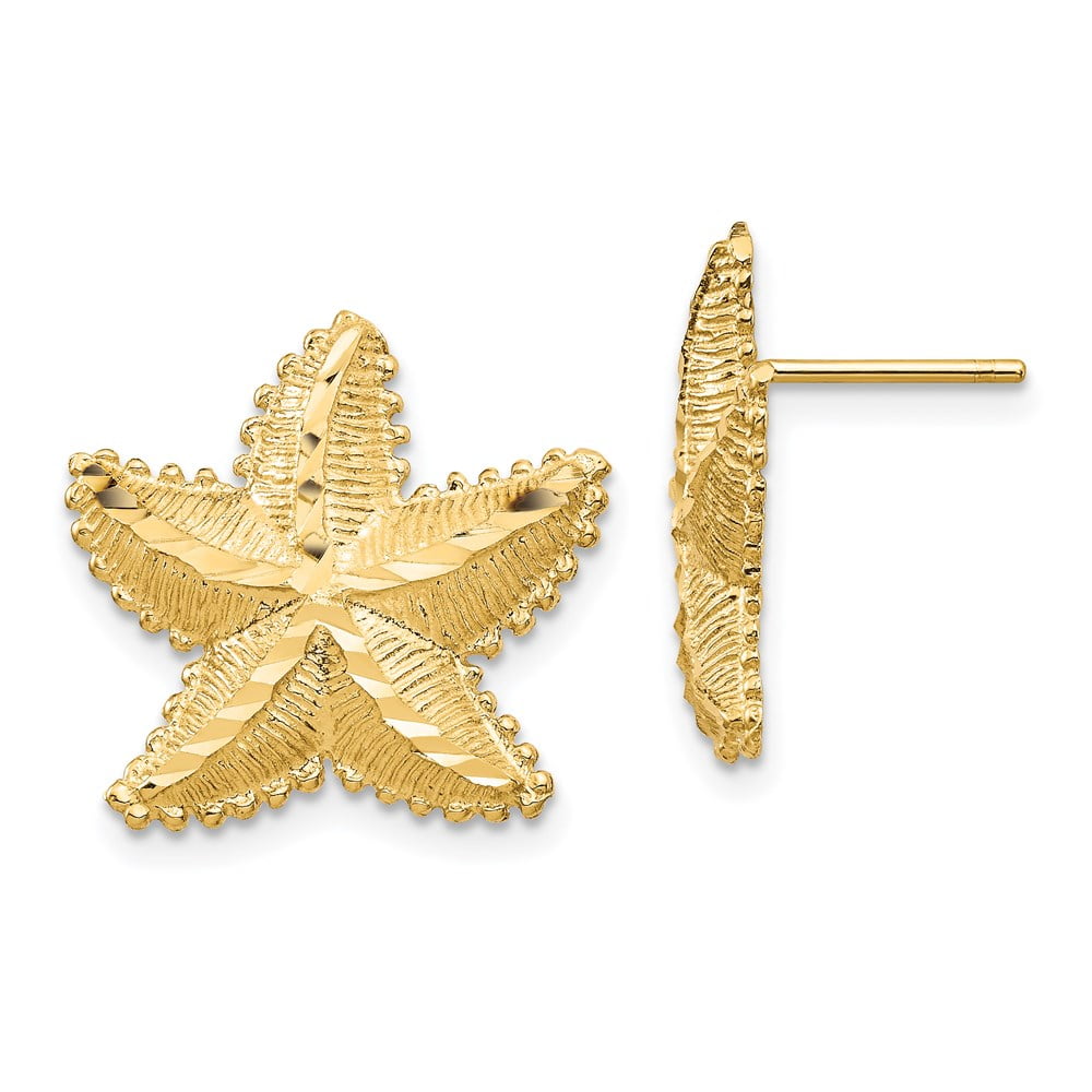 Approximate Measurements 17mm x 16mm 14K Yellow Gold Starfish Post Earrings Approximate Measurements 17mm x 16mm 14K Yellow Gold Starfish Post Earrings