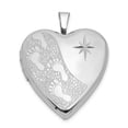 thumbnail image 1 of Sterling Silver Rhodium-plated 20mm D/C Footprints Heart Locket, 1 of 3