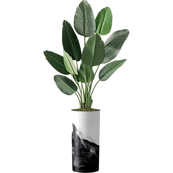 Artificial Tree in Contemporary Planter, Fake Bird of Paradise Silk Tree for Indoor and Outdoor Home Decoration - 67" Overall Tall (Plant Pot Plus Tree)