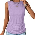 thumbnail image 2 of Lovskoo Plus Size Eyelet Summer Tops for Women 2024 Tank Tops Round Neck Sleeveless Loose Casual Solid Color Tank Top In Large Size Purple, 2 of 9