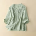 thumbnail image 2 of Summer Womens Tops 2025 Cotton and Linen Plus Size Casual Round-Neck Loose T-Shirt Blouse Tops, 2 of 8