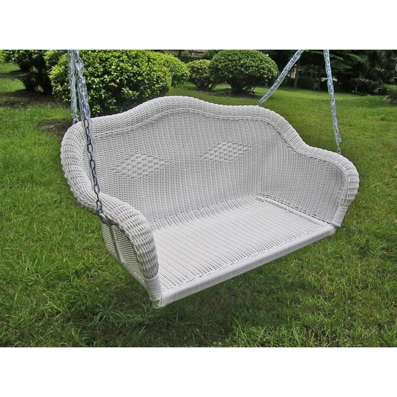 International Caravan Resin Wicker Hanging Loveseat Swing