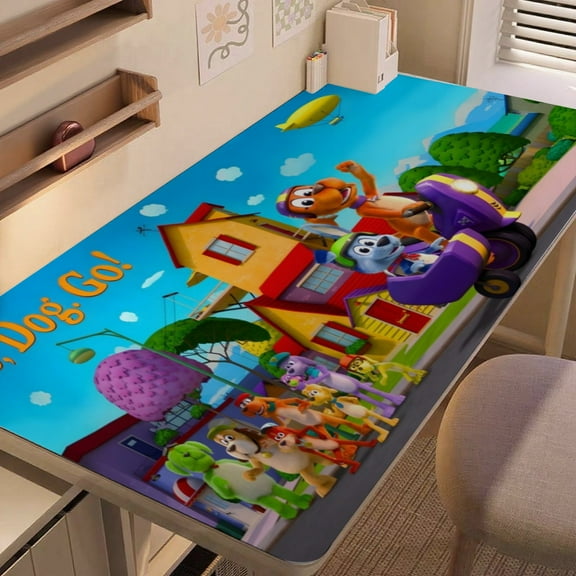 Go Dog Go-themed extra-large Non-Slip Base leather Desk Table mat—versatile for computer desks, dining tables, and more.12"x24"(30X60cm）