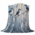 thumbnail image 6 of Teal Forest Birds Blanket Soft Cozy Warm Twin Blanket for Bed, Plush Fuzzy Flannel Fleece Blankets for Sofa, Modern Oil Painting Farmhouse Throw Blankets for Couch, Gifts for Men, 60"x80", 6 of 9