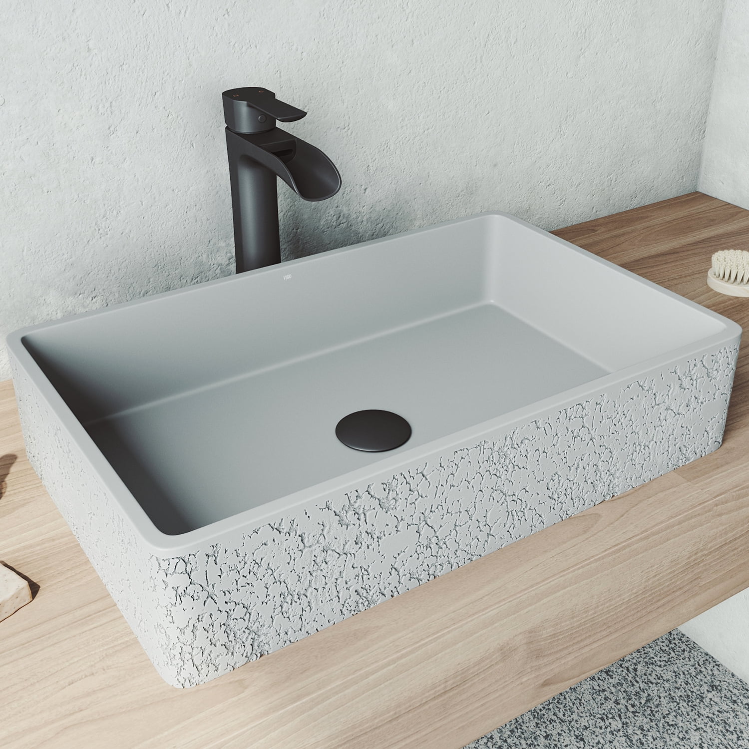 VIGO Rectangular Dahlia Cast Stone™ Vessel Bowl Bathroom Sink Walmart