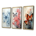 thumbnail image 3 of Designart "Blue Butterfly Wings I" Animals Framed Wall Art Set Of 3 - Blue Butterfly Frame Canvas Set For Living Room Decor, 3 of 7