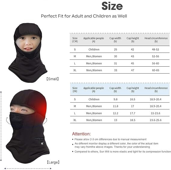 SAVIOR Heated Battery Balaclava Face Ski Mask,Heated Ski Mask for Men Women,Windproof Heated Hat Motorcycle Riding