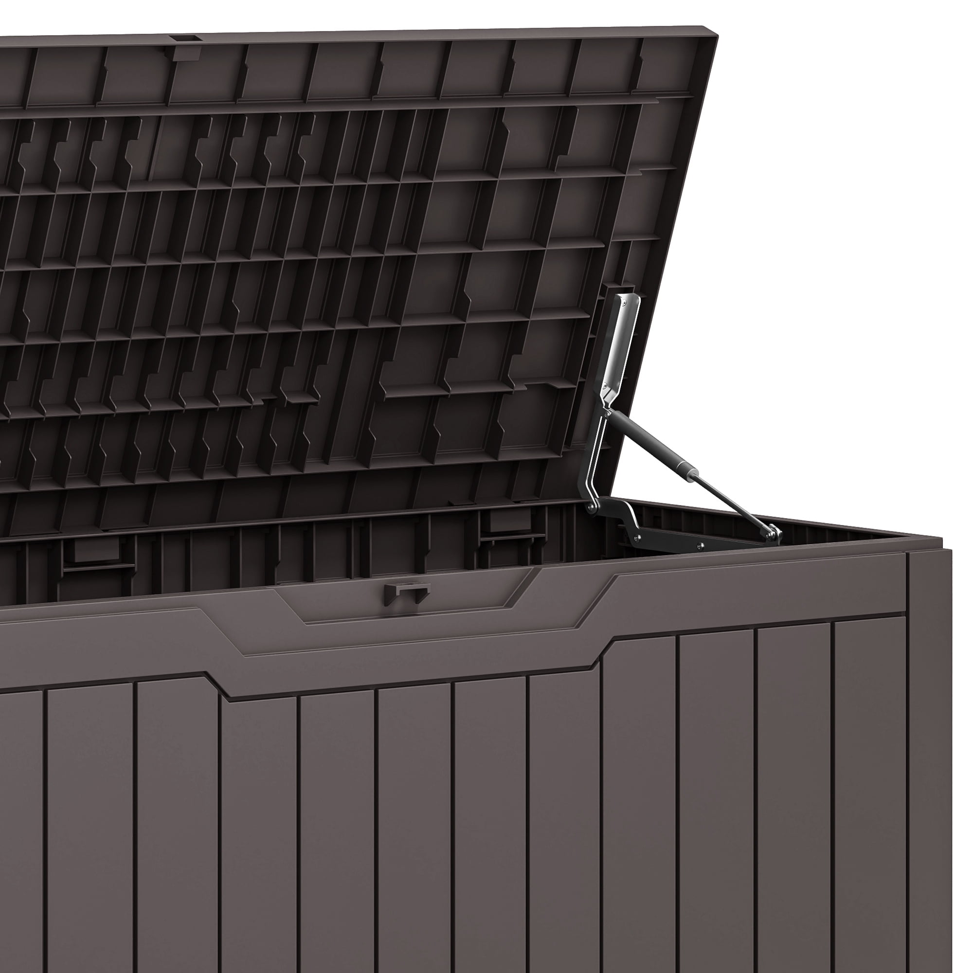 Dextrus 80 Gallon Large Resin Deck Box, Brown Waterproof Weather Resistant Outdoor Storage Box, Lockable Organizer for Patio Cushions, Garden Tools, Pool Accessories & Indoor Outdoor Essentials