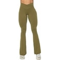 thumbnail image 3 of Flare Leggings, Crossover Yoga Pants with Tummy Control, High-Waisted and Wide Leg, 3 of 10