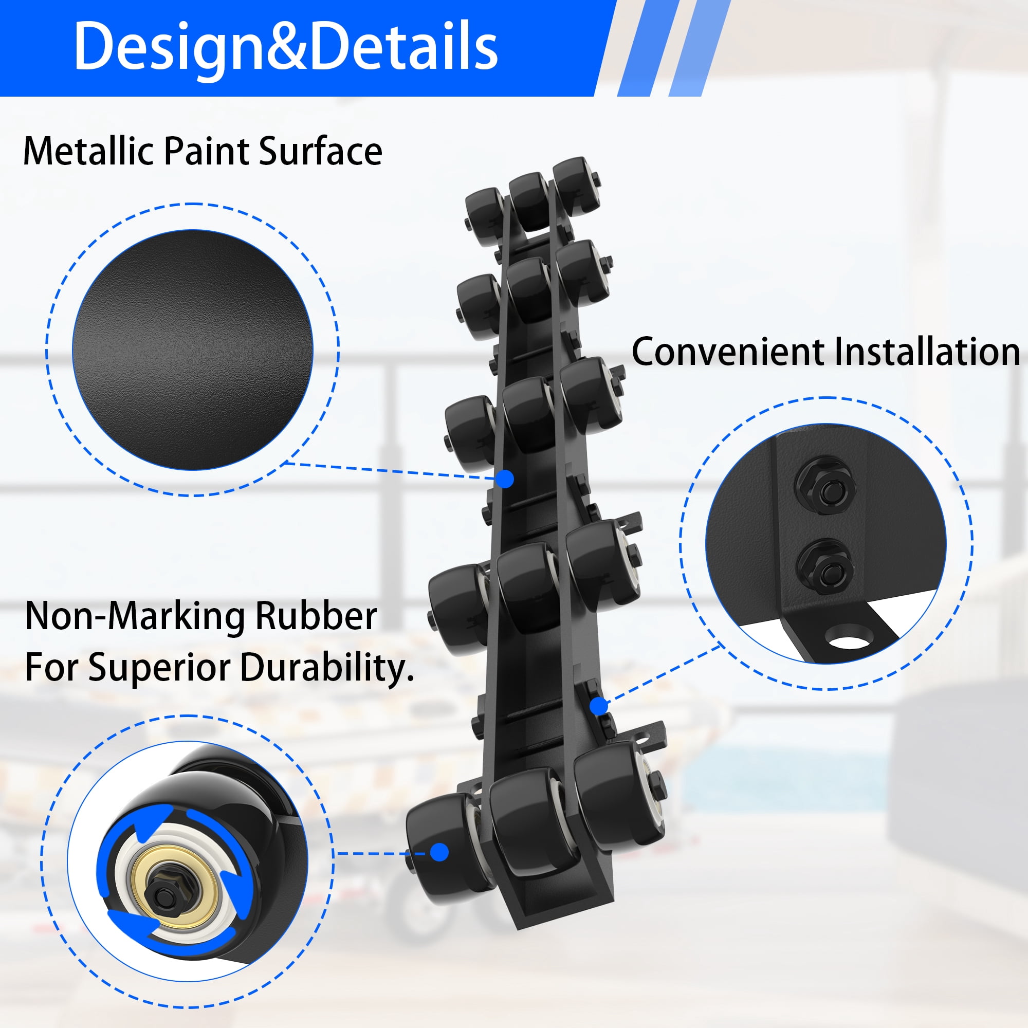 GIOTORENT 2000LB Boat Trailer Roller System, Heavy Duty Adjustable Marine-Grade Steel Bottom Rollers for Dinghy, Sailboat, Kayak & Jon Boat