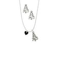 thumbnail image 2 of Delight Jewelry Acrylic 5/16" Black Heart Silver tone Zig Zag Christmas Tree Charm Necklace and Stud Earrings, 2 of 4