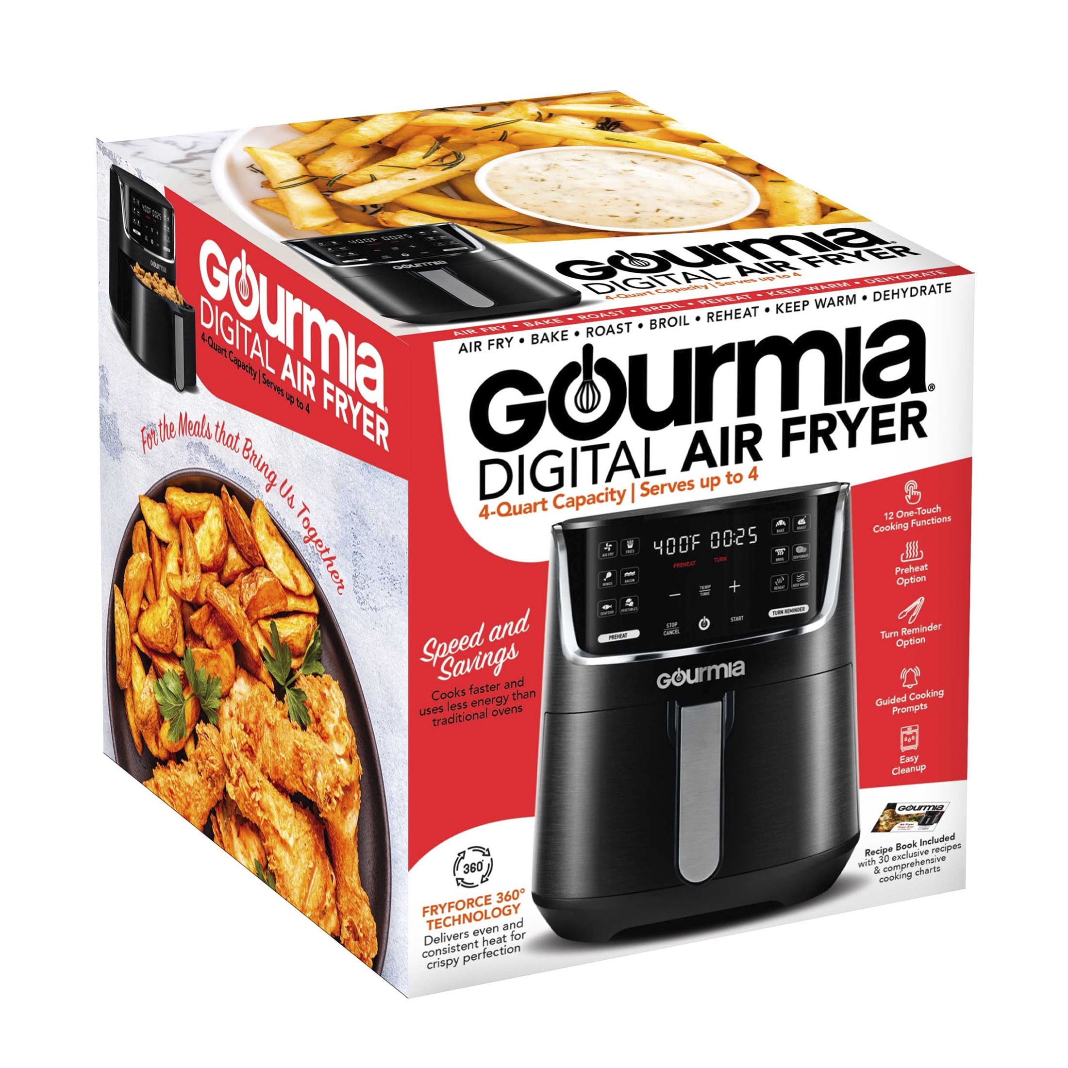  Gourmia 4-Qt Digital Air Fryer with Guided Cooking