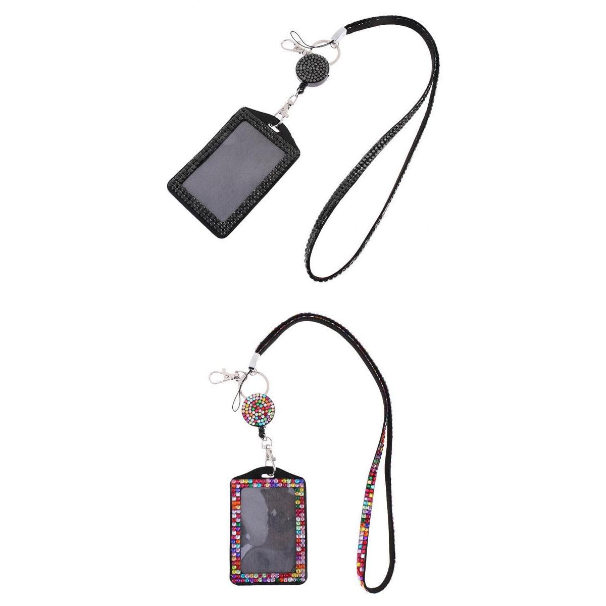 2 Pieces Lanyard with Retractable Reel Vertical ID Badge er