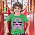 thumbnail image 3 of Tee Hunt Real Men Wear Pink Youth T-Shirt Breast Cancer Awareness Tee, Green, Large, 3 of 5
