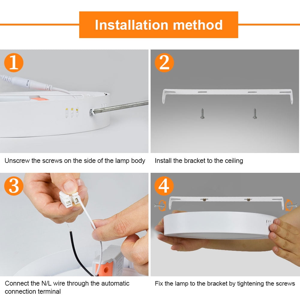 2 Packs DingLiLighting 12W LED Flush Mount Ceiling Light Fixture Indoor,Soft Warm Flat Surface Mounted Panel Downlight Lamp for Closet/Hallway/Stairs/Bathroom/Basement Lighting