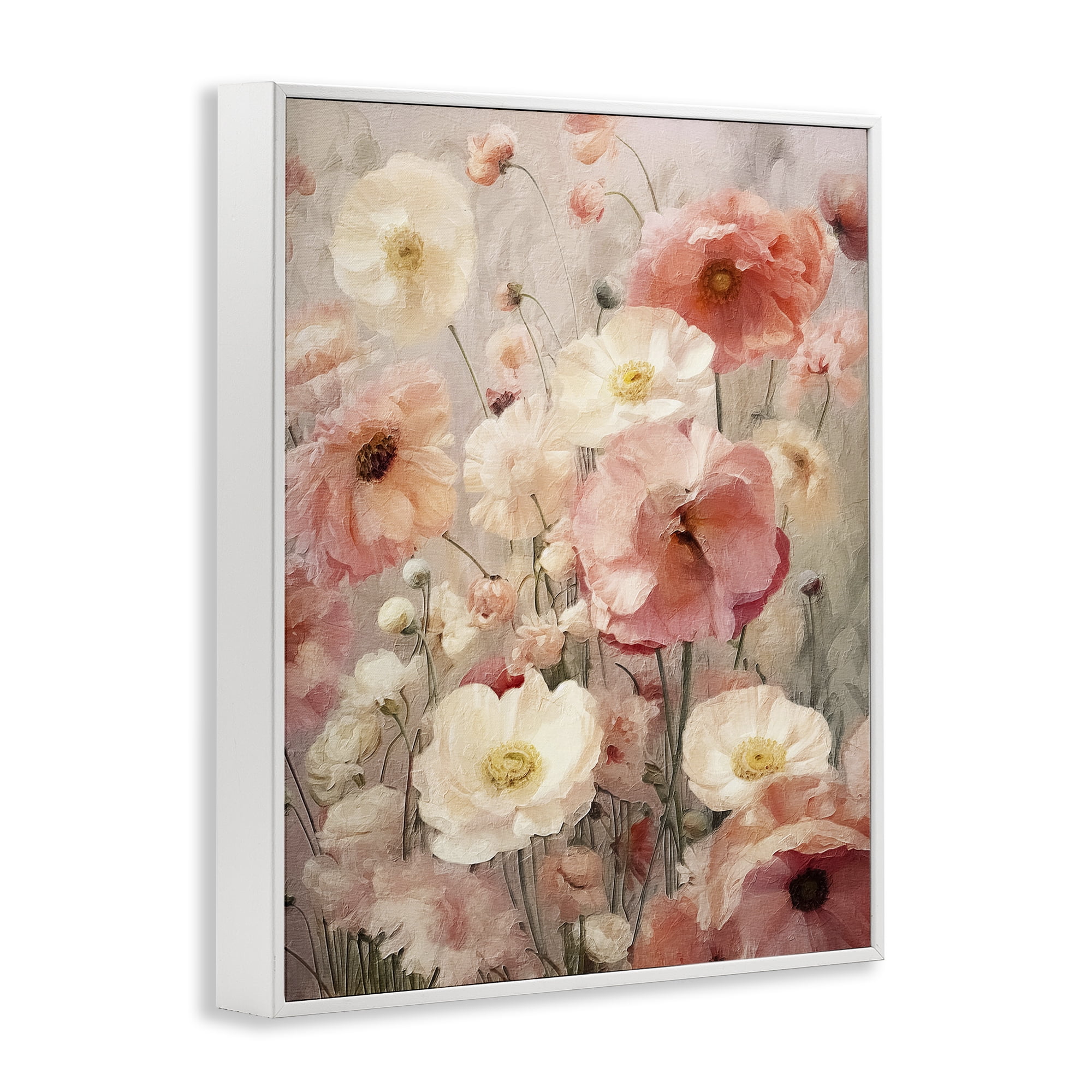 Stupell Industries Blush Floral Pattern Botanical & Floral Painting White Framed Art Print Wall Art, 16 x 20