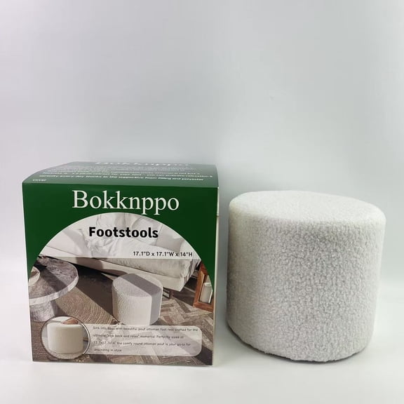 Bokknppo Footstools,Beautiful Boucle Pouf Ottoman and Foot Rest - Elevate Your Living Room Decor with Lightweight Comfort and Charm