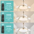 thumbnail image 5 of 42 Inch Retractable Ceiling Fan with Lights and Remote Control Modern Ceiling Fan with Retractable Blades, Silent Motor, 3 Light Color Change, 4 Timing Options, Gold, 5 of 7