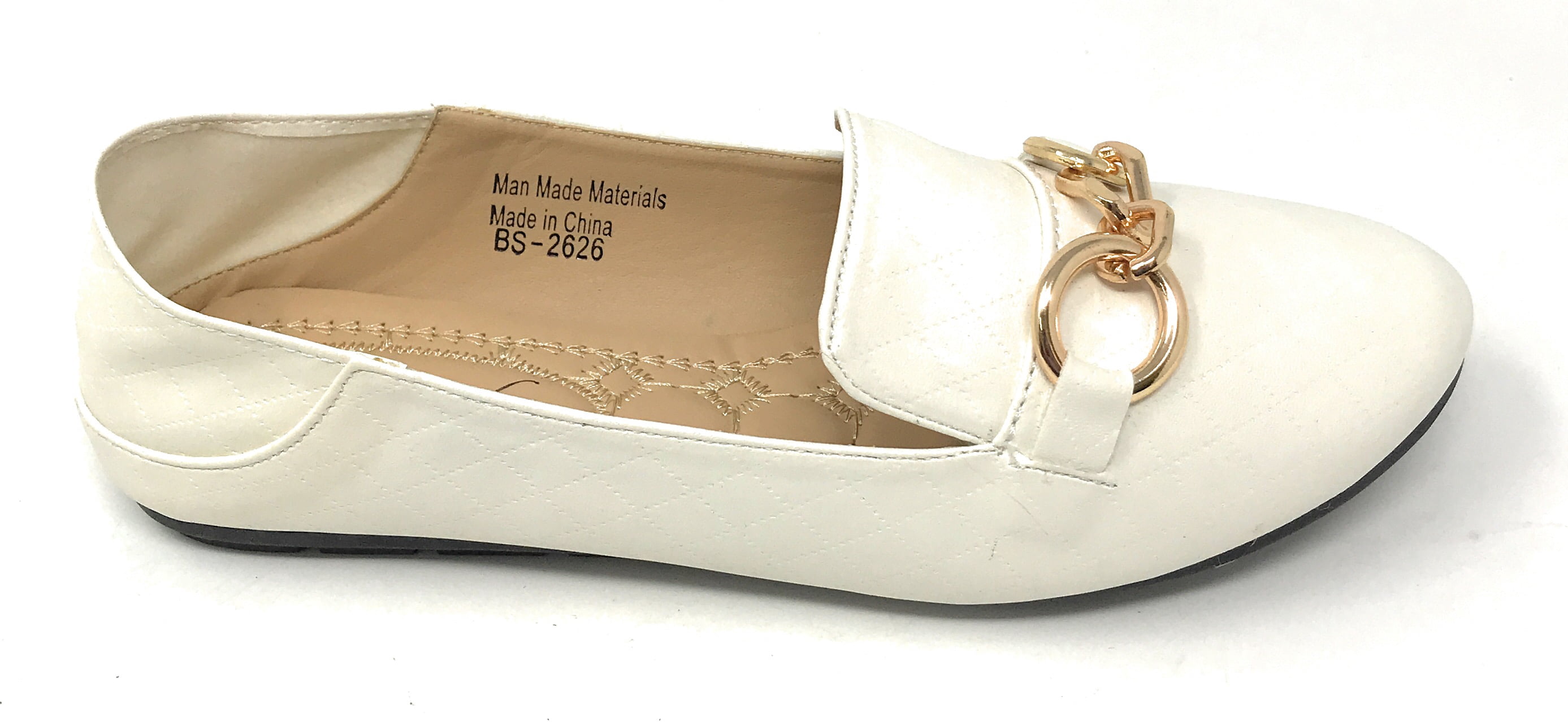 Victoria K Women's Foldover Quilted Gold Chain Ballerina Flats