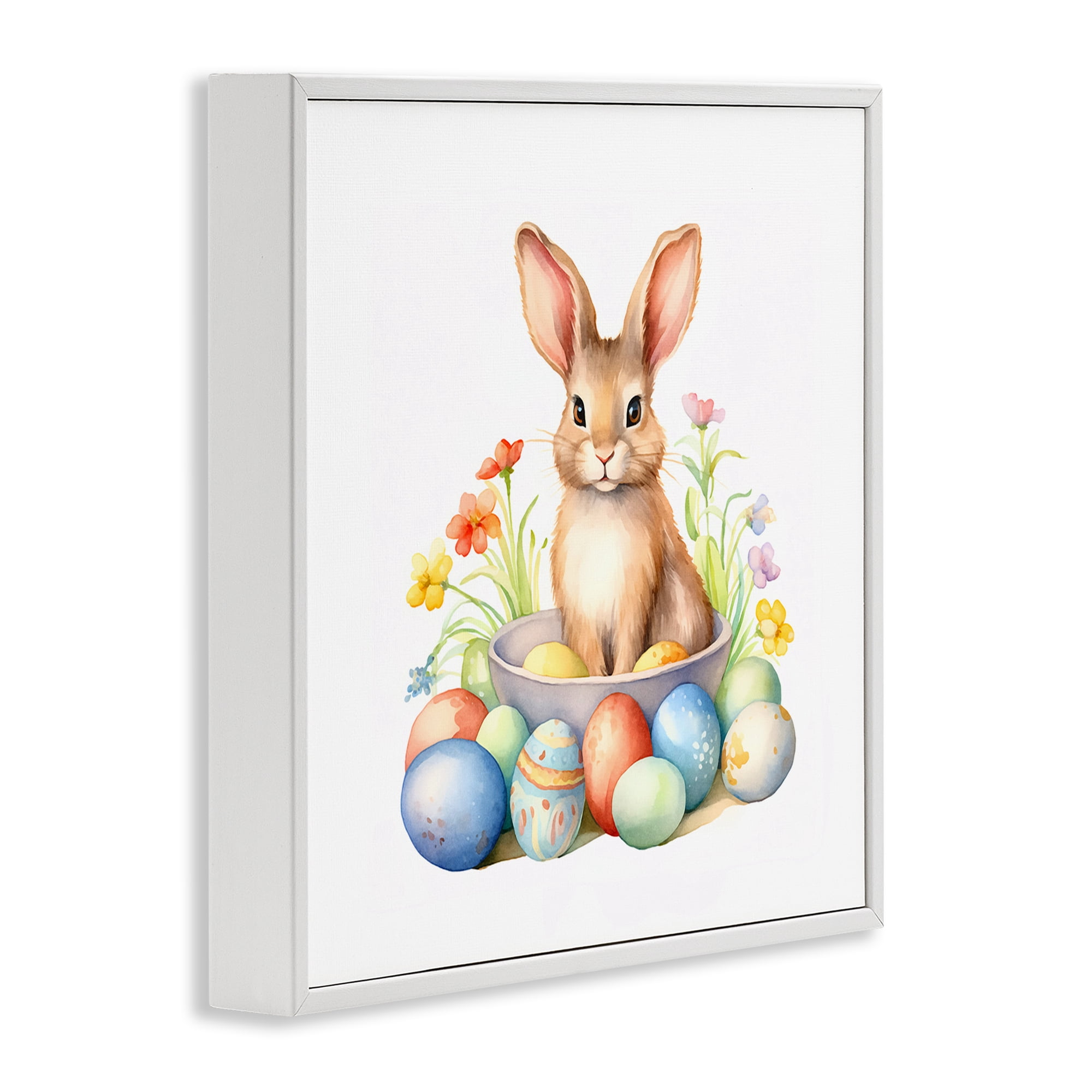 Easter Bunny & Eggs White Framed Giclee Art, 24 x 24, By Andrea Haase