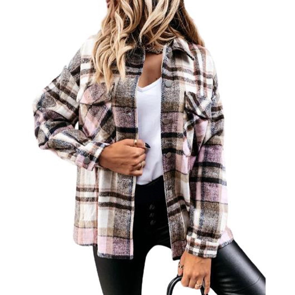 pink plaid jacket womens