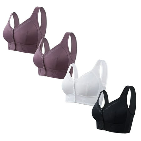 Black of Friday Deal Clearance Staron 4PC Women s Bras No Underwire Front Closure Bras Comfortable Wireless Bras Stretch Front Close Bra Wirefree Bras