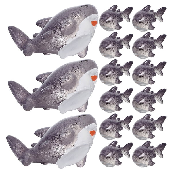 25 minifiguras de tiburón de resina: decoraciones de animales marinos, pequeñas estatuas de tiburón, adornos de animales marinos para micropaisajes, decoración de casas de muñecas y jardines.