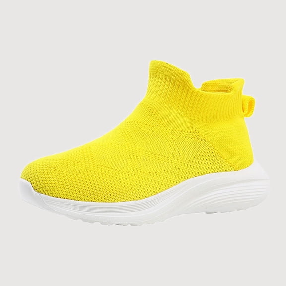 Gyujnb Kids' Breathable Knit Pull On Sneakers with Pull Tab, Closed Toe Lightweight Casual Shoes (Toddler, Little Girls, Little Boys),10-10.5 Years