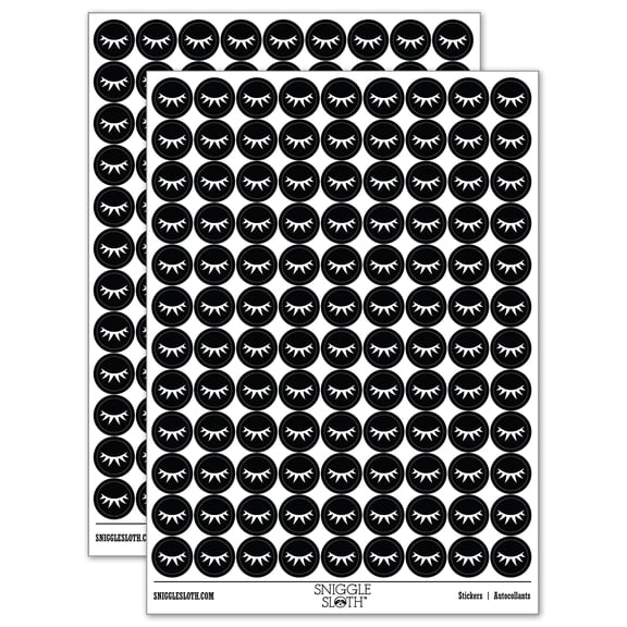 Sweet Eyelashes Single 200  Round Stickers - Black - Gloss Finish - 0.50" Size