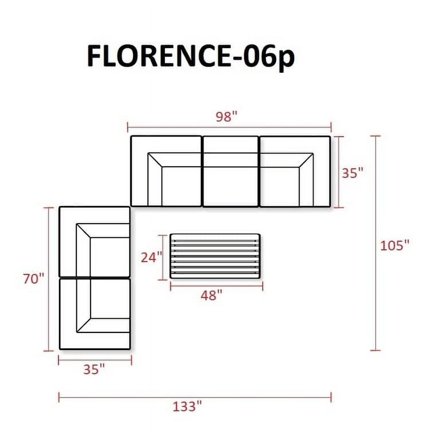 TK Classics Florence 6-Piece Wicker Patio Sofa Set in Gray - image 3 of 5