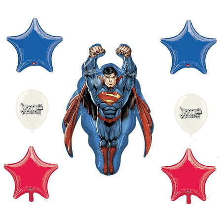Superman Man of Steel Happy Birthday Stars Foil Balloon Decoration Kit