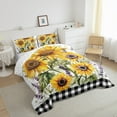 thumbnail image 3 of Manfei Sunflower Lavender Print Queen Comforter Set,Natural Scenery Bedding Sets,Classic Geometric Checkered Bedding Comforter Set For Girls Kids,Microfiber Bedroom Decor Reversible,3pcs, 3 of 8