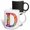 Multicolor, variant on 3drose, Colorful Monogram Letter D, 11oz Two-tone Green Mug