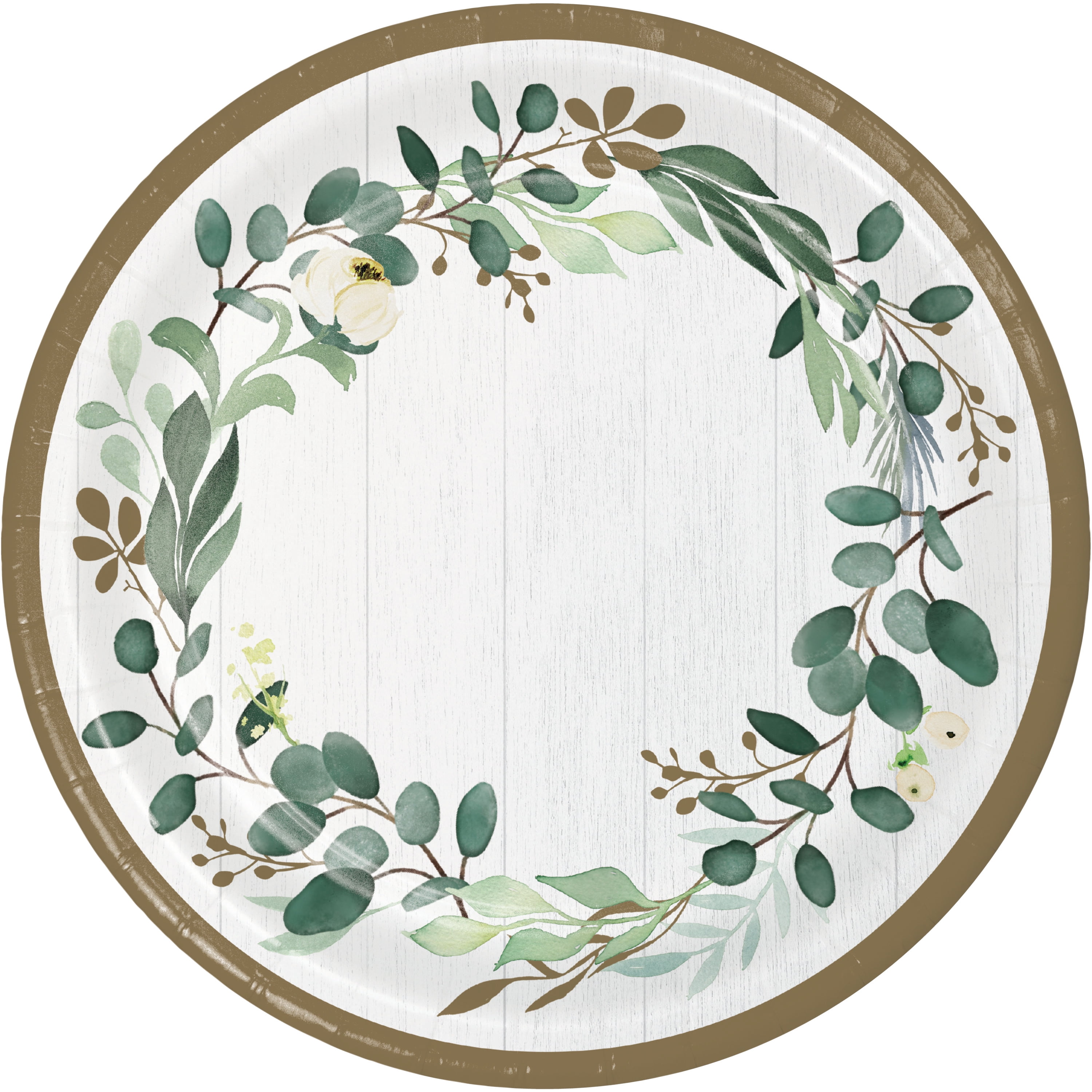 Eucalyptus Round Paper Plates 24 Count for 24 Guests