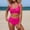 Hot Pink, variant on PRINxy Women's Fashion Bikini, Ruched Bandeau Top with Gold Buckle and Stylish High Leg Bottom Blue M
