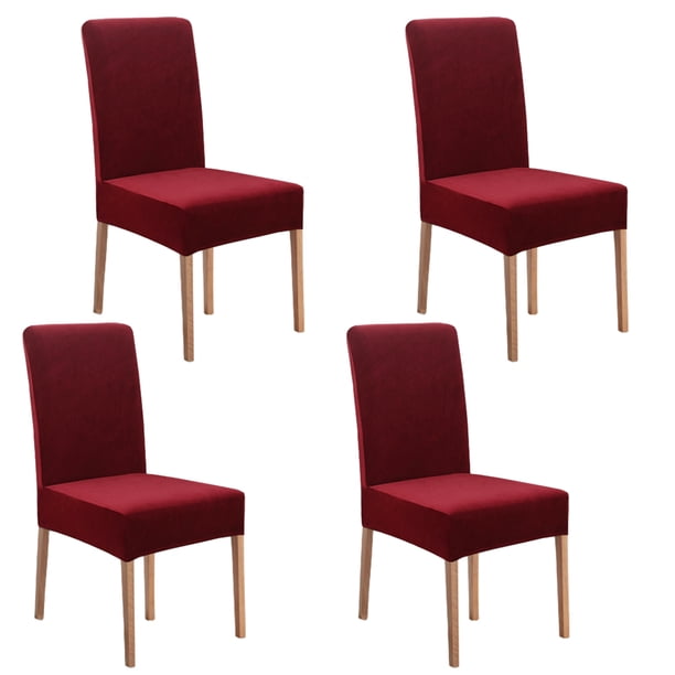 Fundas para sillas de comedor Yuarrent 2 unids/set elástico Vino rojo 4 piezas