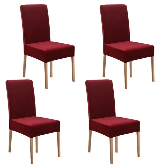 fastboy 1/2/3 2pcs Tightly Fit Chair Cover With Elastic Belt For Secure Seating Soft Wine Red 4 pcs 1 Pc