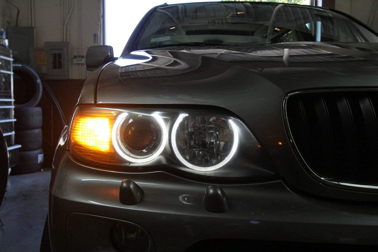 iJDMTOY White LED Angel Eye Ring Marker Bulbs Compatible With BMW 5 6 7 Series X3 X5 (E39 E53 E60 E63 E64 E65 E66 E83), 7000K White