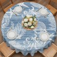 thumbnail image 2 of Blue Coastal Round Tablecloth 60 inches Nautical Starfish Octopus Coral Summer Waterproof Oil-Proof Table Cloth Round Table Cover for Holiday Party Picnic Dinner Decor Indoor and Outdoor Use, 2 of 9