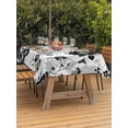 thumbnail image 4 of Rectangle Outdoor Tablecloth With Umbrella Hole And Zipper– Vintage Black Floral Waterproof Patio Table Cover for Party, Picnic, Backyard, 54"x80" , Abstract Flower Blooms, 4 of 8
