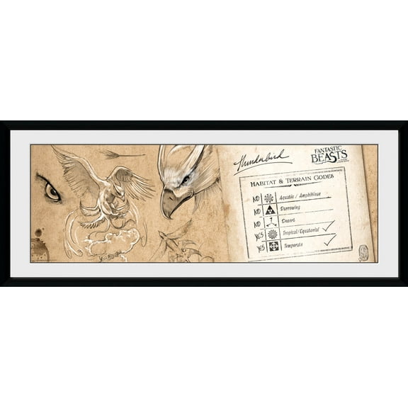 No Author GB eye Fantastic Beasts Thunderbird Framed Print, Wood, Multi-Colour, 79 x 44 x 3 cm