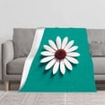 thumbnail image 2 of Durable Soft Flannel Blanket - Cozy Floral Design with White Dark Red Center on Teal Background Perfect for Sofa & Travel, 2 of 7