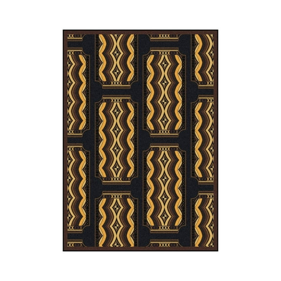 Joy Carpets  Any Day Matinee Deco Ticket Rectangle Theater Area Rugs 02 Brown - 5 ft. 4 in. x 7 ft. 8 in.