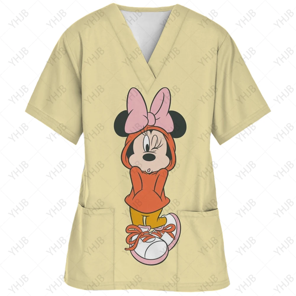 Disney Uniforme d'Infirmière Imprimé Mickey pour Femmes, Col en V