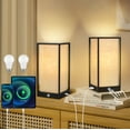 thumbnail image 1 of OUTON 11.6" Table Lamp with LED Bulb, 3 Way Dimmable Touch Small Nightstand Lamp with Metal Cage with USB&Type-C Ports, Bulb Included, 1 of 9