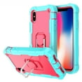 thumbnail image 1 of iPhone Xs Max Case and Cover 6.5 Inch 2018, Allytech 3 in 1 Hybrid Hard PC Soft Rubber Heavy Duty Shockproof Finger Ring Holder Kickstand Slim Case for iPhone XS Max 6.5", Green + Rose, 1 of 6