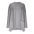 thumbnail image 3 of XuJwPNcy Womens Oversized Long Sleeve T-Shirts with Pockes Casual Crewneck Solid Tunic Tops with Pocket（Gray,XX-Large), 3 of 6