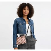 Coach Women's Slim Crossbody Bag with Floral Print, Silver/Chalk/Black Multi